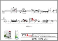 Linea liquida dell'imbottigliamento con la tappatrice della bottiglia e la doppia etichettatrice laterale